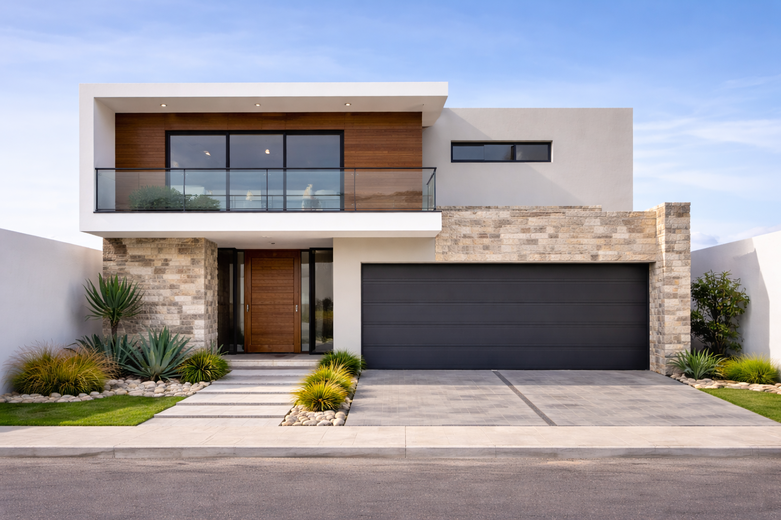 Fachada de casa en venta en Calle 88, Colonia de la Luna, Puebla, con diseño contemporáneo, balcón y cochera amplia.